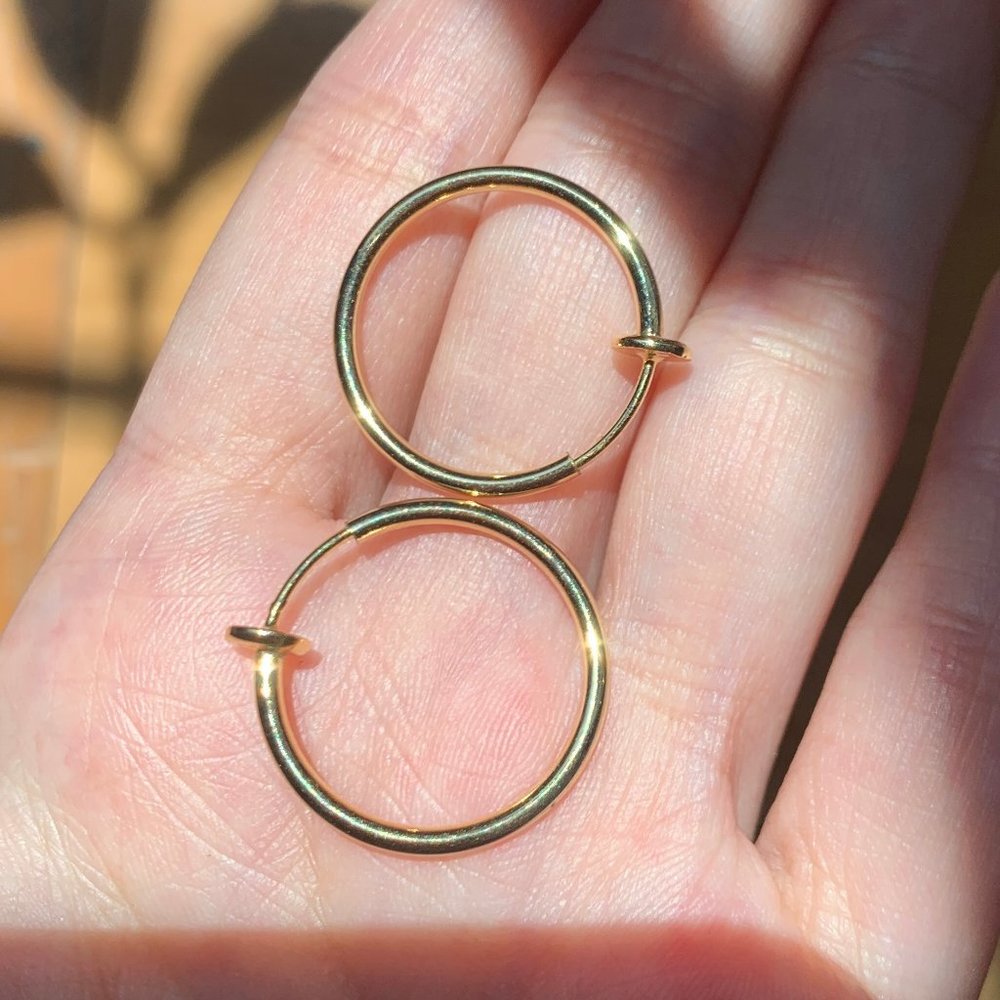 No Piercing Gold Hoop Earrings 14k Gold Filled